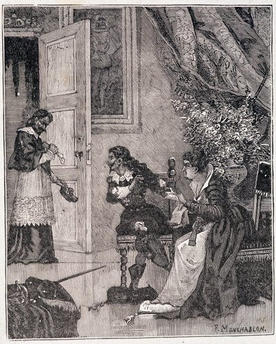 Kun Marie de Medicis vetosi asiansa, kardinaali astui sisään (Journee des dupes), kuvitus Kenouillacin teoksesta Paris a travers les siecles. tekijältä Unknown artist