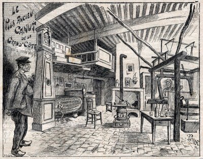 Atelier de Canut a Lyon - Grand Coten vanhin kanuutti vuodesta 1814 lähtien kaiverruksella "Le Progres illustrious" vuodelta 1895 tekijältä Unknown artist
