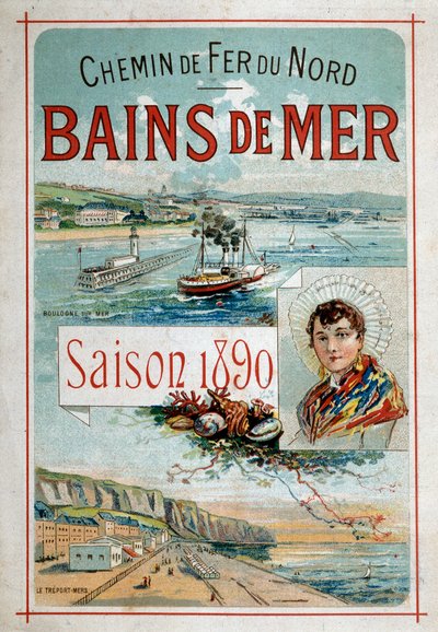 Bains de mer: Boulogne-sur-Mer, Le Treport - Pohjoisen rautatien mainosjuliste tekijältä Unknown artist