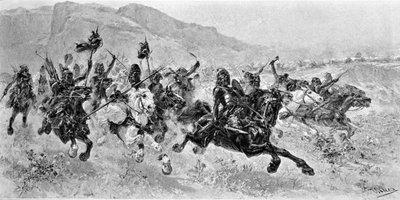 Barbaariset hyökkäykset - Les Huns - U. Checan kaiverrus tekijältä Unknown artist