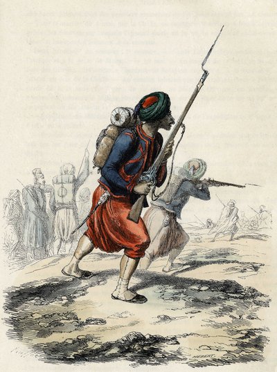 Ranskan armeen Zouaves-pataljoona, joka koostuu alkuperäisasukkaista, jonka kenraali Clausel muodosti vuonna 1830 Atlas-retkikuntaa varten Algeriaan, Leon Galibertin teoksessa "" L
