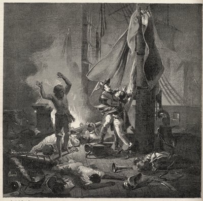 Niilin taistelu - Aboukirin taistelu - Lucen ja Giocante de Casabiancan kuolema (Luc-Julien-Joseph Casabianca tekijältä Unknown artist