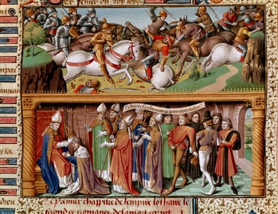 Taistelukohtaus ja Supplinburgin keisari Lothary II:n (1075-1137) kruunaus tekijältä Unknown artist
