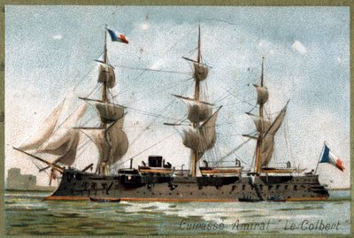 Taistelulaiva Admiral "" The Colbert"". 1800-luvun kromolitografia. tekijältä Unknown artist