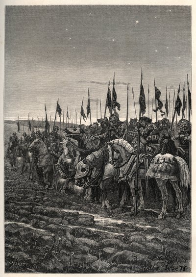 Ennen Agincourtin taistelua - 100 vuoden sota: Azincourtin taistelu (Pas-de-Calais) 25. lokakuuta tekijältä Unknown artist