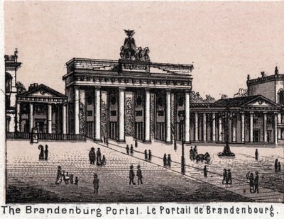 Berliini, Saksa: näkymä Brandenburgin portaalista. kirjassa "" Maailma havainnollistaa 168 näkymää"" Päiväämätön (1800-luvun loppu) tekijältä Unknown artist