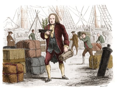 Bernard de Jussieu (1699-1777), ranskalainen kasvitieteilijä, joka toi kaksi setriä Libanonista Englannista vuonna 1734. Kaiverrus vuodelta 1861. tekijältä Unknown artist