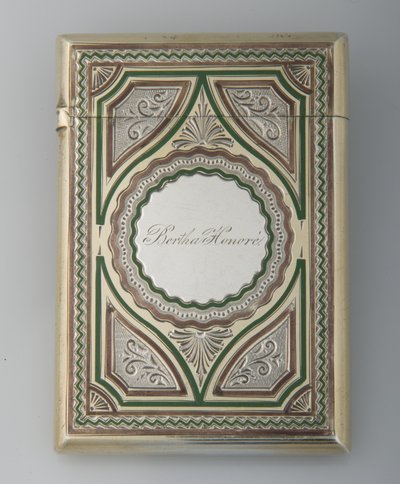 Bertha Palmerin korttikotelo, n. 1865, Sterling hopea, emali, Valmistaja tuntematon tekijältä Unknown artist