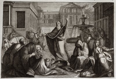Royaumontin raamattu, Vanha testamentti: Niniviittien katumus. Niniven asukkaat kaikki katuvat pyhän profeetta Joonan ennustuksen mukaan. Kuvitus vuodelta 1811. tekijältä Unknown artist