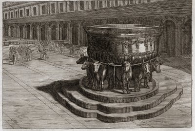 Royaumontin raamattu, Vanha Testamentti: Rohkeameri. Valurauta kutsuu tavallisesti julkinen meri, joka pesee pappien jalat ja kädet heidän tullessaan temppeliin. Kuvitus vuodelta 1811. tekijältä Unknown artist