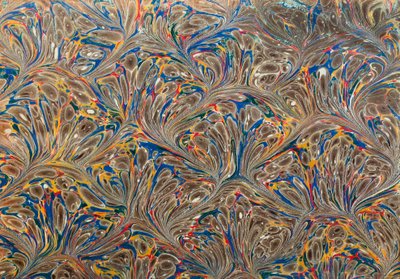 Kirjan koristeelliset loppupaperit Paperimarmorointi tekijältä Unknown Artist