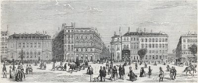 Boulevard des Italians ja café de Paris, rue Taitbout, talo doree, rue Lafitte, kahvila Riche ja rue Lepelletier - Kaiverrus "Tableau-de-Paris" Edmond Texier 1852 tekijältä Unknown artist