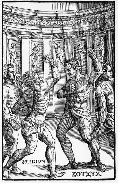 Nyrkkeilijät, painijat - "Jerome Mercurialis de Arte Gymnastica", Venetsian painos tekijältä Unknown artist