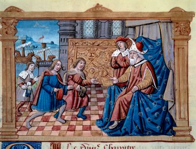 Veljekset Nicolo ja Matteo Polo, nuoren Marco Polon (1254-1324) isä ja setä, otettiin vastaan Qubilain (Kubilai Khan, Mongolian Yuan-dynastian ensimmäinen keisari (1215-1294), Mongolian keisari vuonna 1271) hovissa. otettu kirjasta "" B tekijältä Unknown artist