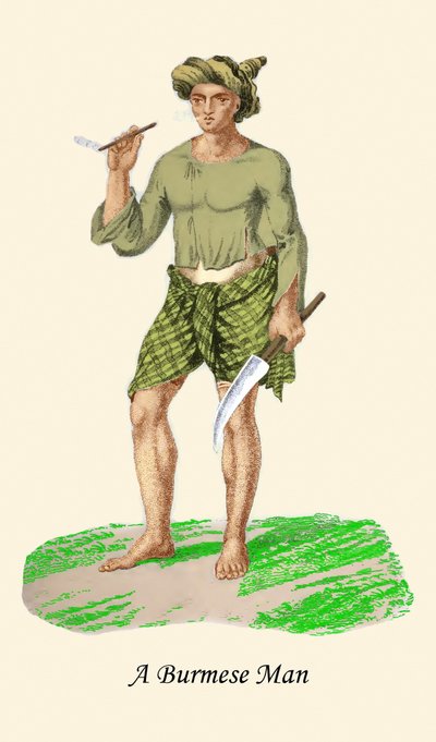 Burmalainen mies veitsen tai Dha:n kanssa tekijältä Unknown Artist