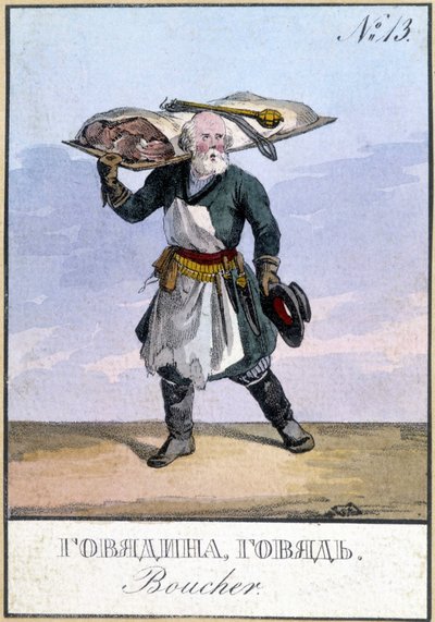 Teurastaja Venäjällä 1800-luvulla. tekijältä Unknown artist