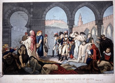 Egyptin kampanja (retkikunta) (1798-1801): Napoleon vierailee Jaffa-pestiferesissä Egyptissä, noin 1800. tekijältä Unknown artist