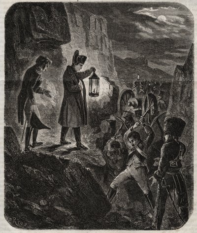 Preussin ja Puolan kampanja: Keisari Napoleon I (1769-1821) Ienan ja Auerstaedtin taistelun aattona 14/10/1805 - Keisari Napoleon I iltana ennen Jena-Auerstedtin (Jena Auerstedt) taistelua prussia vastaan 14. lokakuuta 1805 - päiväunet tekijältä Unknown artist