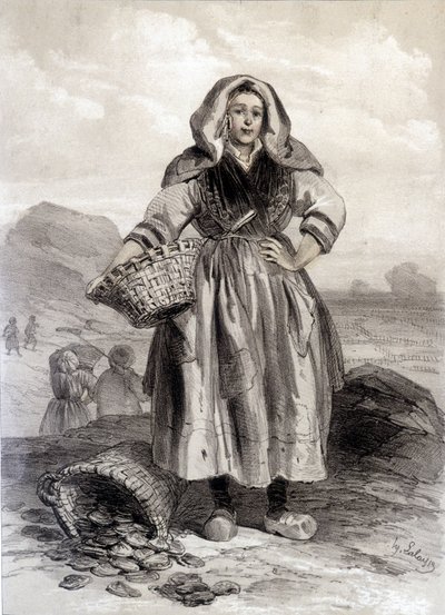 Cancale Oyster Fisherman - litografia tekijältä Unknown artist