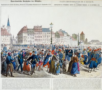 Strasbourgin antautuminen ja Ranskan varuskunnan lähtö, 28. syyskuuta 1870 tekijältä Unknown artist
