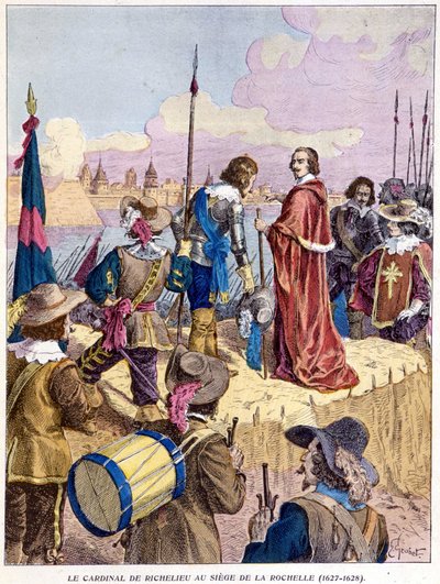 Kardinaali Richelieu La Rochellen piirityksessä (1627-1628) tekijältä Unknown artist
