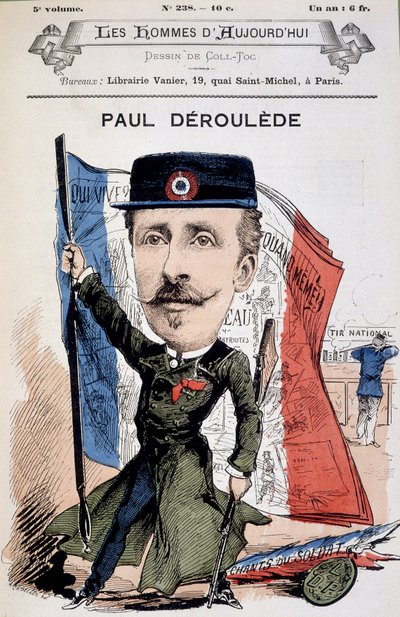 Sarjakuva Paul Déleèden (1846-1914), ranskalaisen kirjailijan ja poliitikon. Kirjassa "Tämän päivän miehet". tekijältä Unknown artist