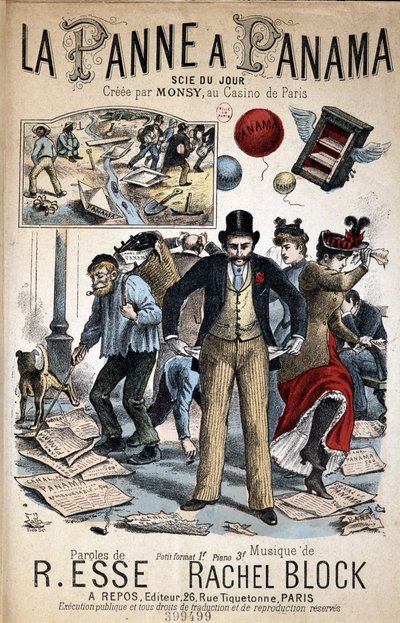 Sarjakuvakappale ”” La Panne a Panama”, Monsyn luoma päivän näkemä Casino de Parisissa, sanat R. Essen ja musiikin Rachel Block tekijältä Unknown artist