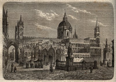 Palermon katedraali - Duomo di Palermo - Palermon katedraali - kaiverrus Joseph Decembren ja Edmond Allonierin "" Maineikas suosittuun sanakirjaan" - 1864 - tekijältä Unknown artist