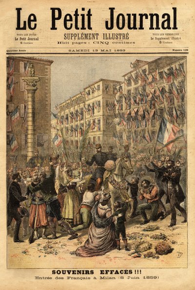 Napoleonin armeijan tulon juhliminen Milanossa 8. kesäkuuta tekijältä Unknown artist