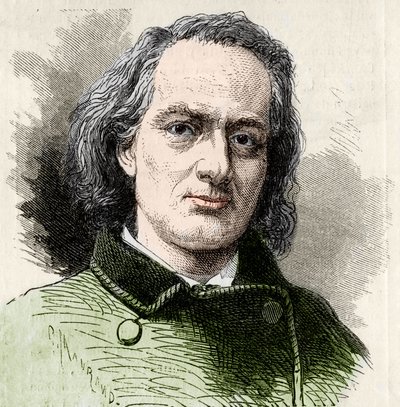 Charles Baudelaire (1821-1867), ranskalainen kirjailija Carjatin kuvan jälkeen. tekijältä Unknown artist