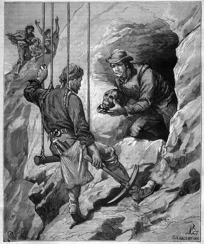 Charles Wiener (1851-1913) ranskalainen tutkimusmatkailija ja diplomaatti, joka tutkii Perun hautaluolaa - kaiverrus "" journal des voyages""" 1887 tekijältä Unknown artist