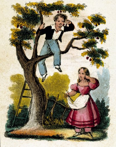 Kirsikkapoiminta - kromo., 1800-luvun loppu tekijältä Unknown artist