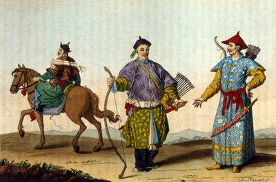 Kiinan sotilasmandariinit eri aikakausilta - J. Ferrarion teoksessa "Le costume ancien et moderne"", toim. Milano tekijältä Unknown artist