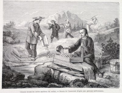Kiinalaiset pesevät kultahiekkoja Kaliforniassa tekijältä Unknown artist