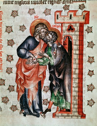 Kristuksen jäähyväiset (Jeesuksen Kristuksen ja Joosefin jäähyväiset) Pienoiskuva maalattu "Abbess Cunegonden kärsimys" tekijältä Unknown artist