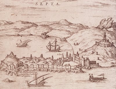 Septan kaupunki (Ceuta) 1600-luvun alussa, kaiverrus, Marokko tekijältä Unknown artist