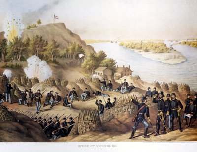 Sisällissota (1861-1865), Amerikan sisällissota. Vicksburgin piiritys (Arkansasin ja Mississippin rajalla), kaupungin valtasivat kenraali Grant (ja pohjoiset), kaupunki kaatui neljänkymmenen päivän piirityksen jälkeen (19. toukokuuta - 4. heinäkuuta). tekijältä Unknown artist
