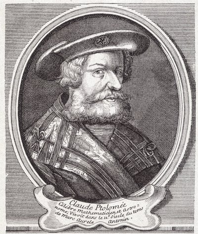 Claude Ptolemaios (jae 90 - v. 168), kreikkalainen tähtitieteilijä, matemaatikko ja maantieteilijä. Kaiverrus 1800-luvulta. tekijältä Unknown artist