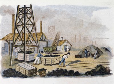 Hiilikaivos: hiilen kuljetus rantaan, Ranska tekijältä Unknown artist