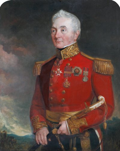 Eversti (myöhemmin kenraali) Sir James Archibald Hope (1785-1871), kenraalin upseerin univormussa tekijältä Unknown artist