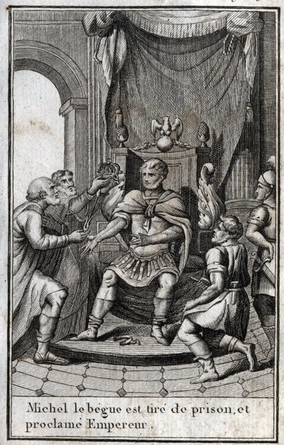 Mikael II Amorian (Begue) (770-829) kruunattiin Bysantin keisariksi hänen vapautumisensa jälkeen vankilasta vuonna 820. Hän on Amorian dynastian perustaja. Kaiverrus "Beaute de l