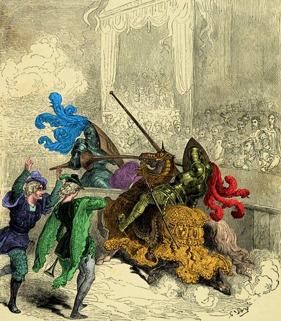 Kreivi Gabriel de Montgomery haavoitti kuolemaan kuningas Henrik II:ta turnauksen aikana 30. kesäkuuta tekijältä Unknown artist