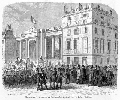 Vallankaappaus: kansanedustajien pidätys Pariisin 10. kaupunginosan kaupungintalolla 2. joulukuuta 1851. tekijältä Unknown artist