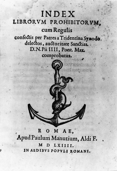 Kansi ""Index of Forbidden Books"", Rooma tekijältä Unknown artist