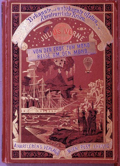 Jules Vernen saksankielisen kirjan kansi tekijältä Unknown artist