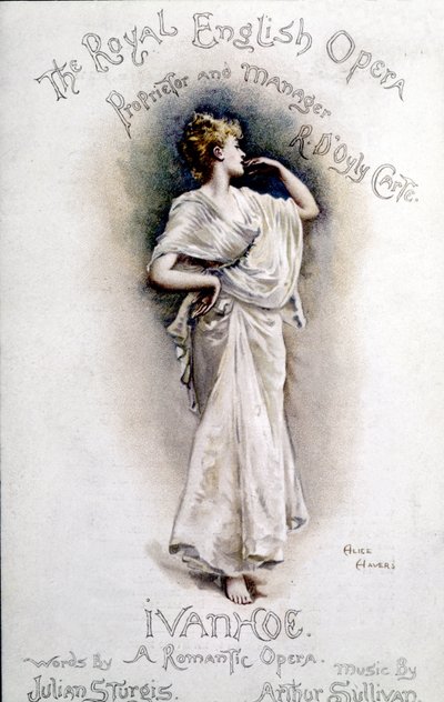 Kansi brittiläisen säveltäjän Arthur Sullivanin (1842-1900) oopperan “Ivanhoe” (Walter Scottin mukaan) ohjelmasta 31. tammikuuta tekijältä Unknown artist