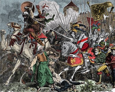 Ristiretkeläiset taistelussa - Ristiretki: Ritarit taistelevat saraseenia vastaan tekijältä Unknown artist