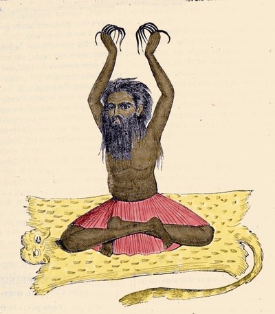 Kulttuuri, sivilisaatio ja intialainen yhteiskunta: Muotokuva fakiirista (faquir), jolla on pitkät kynnet, Intia. tekijältä Unknown artist