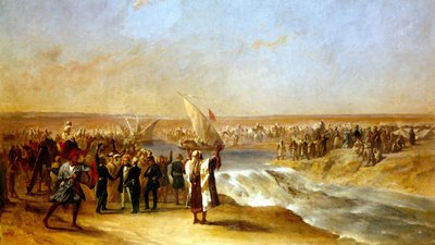 Hänen ylhäisyytensä Ali Pascha leikkaa altaan viimeisen osan Suezin tasangolla 15. elokuuta 1869 tekijältä Unknown