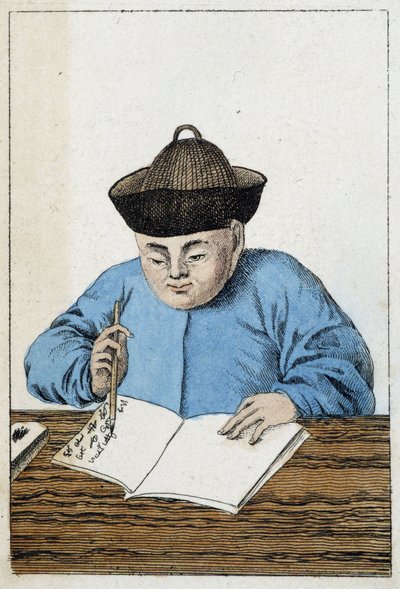Kiinalaisten jokapäiväinen elämä: kiinalainen kirjailija. sd. 1800-luvulla tekijältä Unknown artist